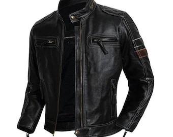 Men's Genuine Leather Jacket | Classic Biker Style, Durable, Comfortable fit, Perfect Gift for Riders.