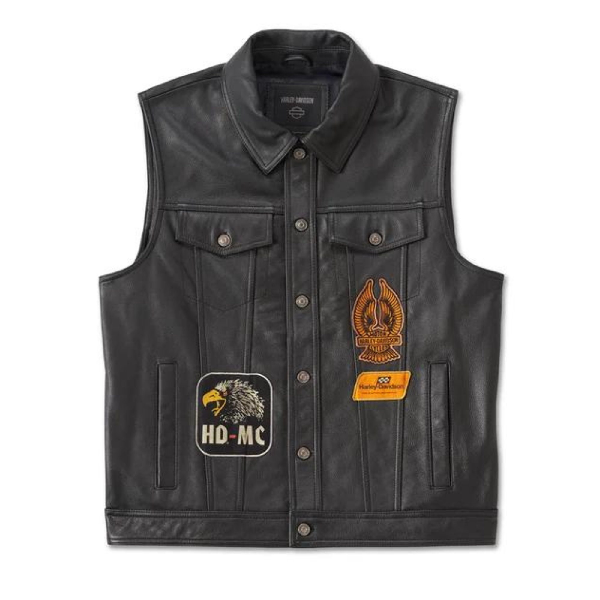 Harley-davidson Men's Fuel to Flames Leather Vest. Motorbike Vest