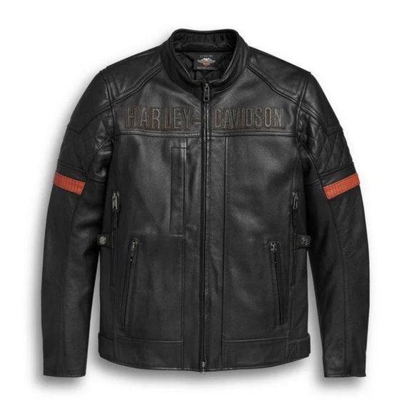Men s Harley davidson Vanocker Waterproof H D Triple Vent System Leather Jacket. Etsy