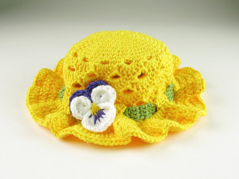 Crochet Pansy Easter Bonnet Toddler Baby Hat Digital Download PDF Crochet Pattern image 3