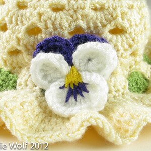 Crochet Pansy Easter Bonnet Toddler Baby Hat Digital Download PDF Crochet Pattern image 1