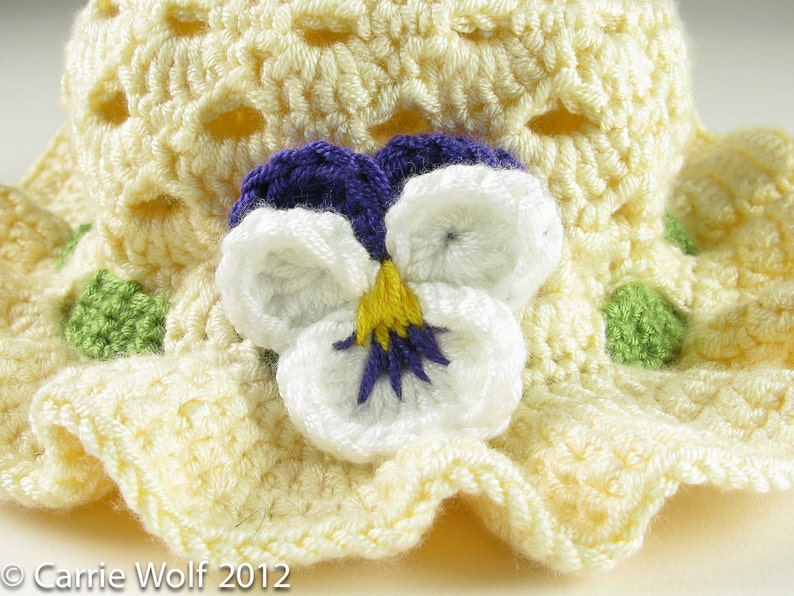 Crochet Pansy Easter Bonnet Toddler Baby Hat Digital Download PDF Crochet Pattern image 1