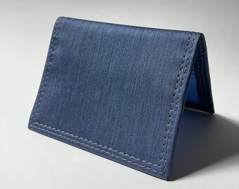Slim BiFold Wallet Unisex Gift Midnight Blue Faux Leather Wallet Minimalist