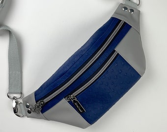 Hipster Pouch | Hip Bag | Fanny Pack | BumBag | Chest Bag | Belt Bag | Waist Bag -  Blue and Gray