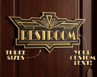 Customizable Art Deco 3D Printed Door Sign | 3 Sizes | Custom Color Combos!