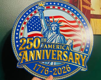 America 250th Anniversary Wall Sign | Statue of Liberty, American Flag Emblem