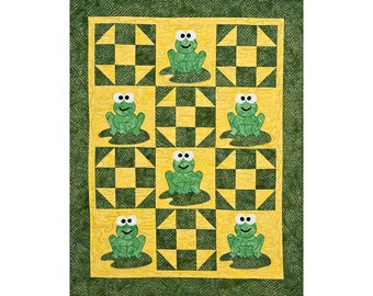 Frog Baby Froggie Baby Quilt - Applique Animal Pattern - Baby Gift - Craft Pattern - Print Pattern
