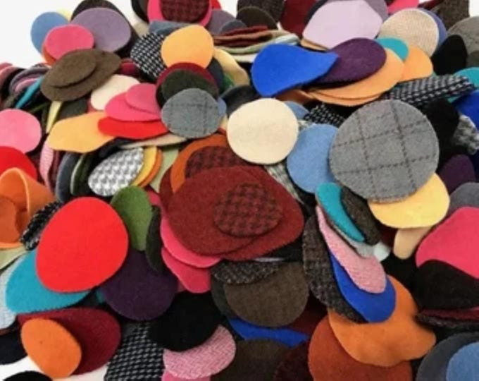 Precut Wool Pennies Assorted 50pcs - Hand Dyed Wool - Mill Dyed Wool Fabric