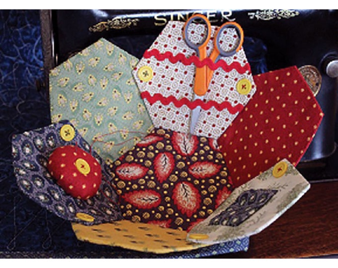 Hexie Sewing Basket - Fabric Basket - Sewing Gift Basket - Charm Squares - Layer Cakes - Print Pattern