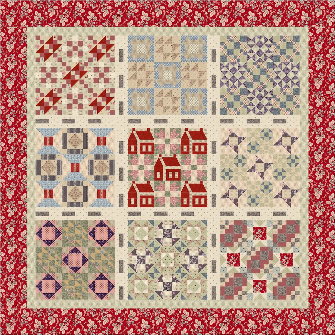 Model Train Quilt Pattern Orphan Train Quilt Pattern - Reproduction Fabric - Retro Fabric Design ...