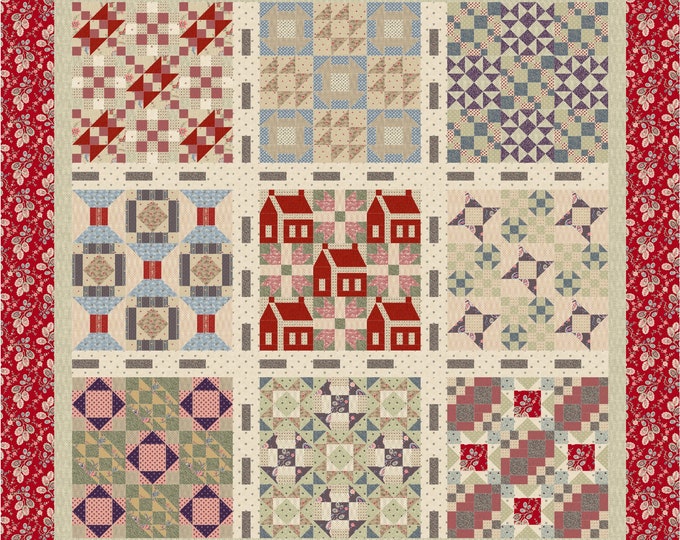 Orphan Train Quilt Pattern - Reproduction Fabric - Retro Fabric Design - Sewing Pattern - Pieced Quilt - Print Pattern