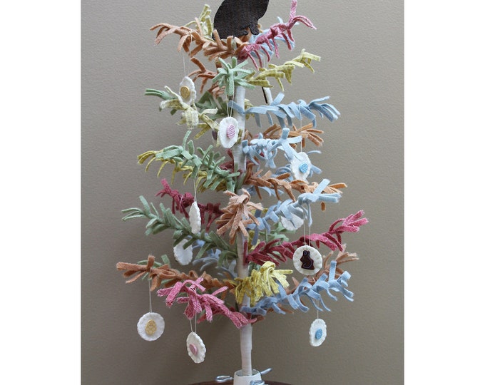 April Easter Tree - A Year of Wooly Trees - Wool Christmas Tree - Applique Pattern - Felted Wool Applique - Print Pattern