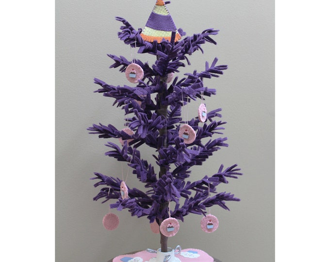 June Birthday Tree - A Year of Wooly Trees - Wool Christmas Tree - Applique Pattern - Felted Wool Applique - Print Pattern