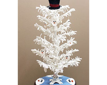 January Snowman Tree - A Year of Wooly Trees - Wool Christmas Tree - Applique Pattern - Felted Wool Applique - Print Pattern