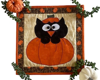 Pumpkin Patch Cat Halloween Applique Quilt Pattern - Digital PDF Pattern