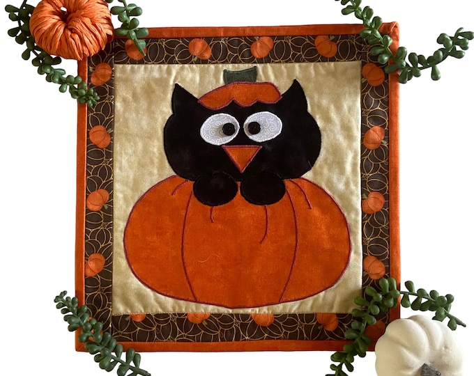 Pumpkin Patch Cat Halloween Applique Quilt Pattern - Digital PDF Pattern