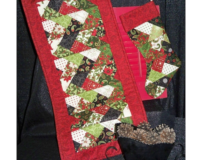 Very Braidy Christmas Jelly Roll Quilt Pattern - Table Runner Patterns - Christmas Stocking - Sewing Pattern - Print Pattern