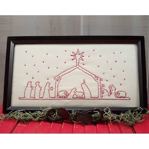 Christmas Redwork Nativity Stitchery - Christmas Embroidery - Sewing Pattern - Digital PDF Pattern