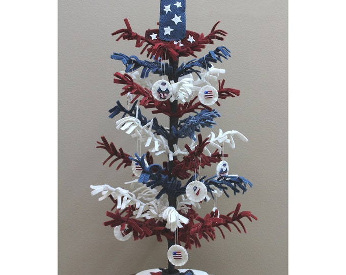 4th of July - A Year of Wooly Trees - Wool Christmas Tree - Applique Pattern - Felted Wool Applique - Print Pattern