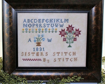 Sisters Stitch by Stitch Cross Stitch Pattern - Alphabet Sampler - Framed Decor - Stitchery Pattern - Print Pattern