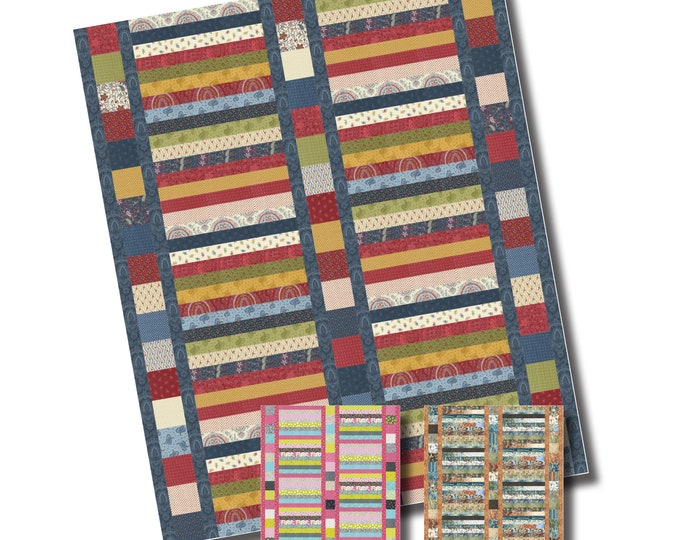 Roll on Kansas Charm Quilt - Charm Square - Jelly Roll Quilt Pattern - Strip Quilt Patterns - Sewing Pattern - Digital PDF Pattern