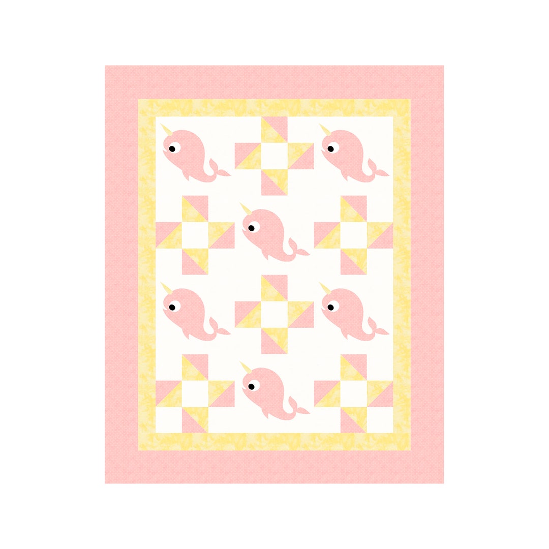 Nori the Narwhal Baby Quilt Applique Animal Pattern Baby Gift Craft