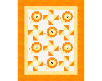 Leo the Lion Baby Quilt - Applique Animal Pattern - Baby Gift - Craft Pattern - Digital PDF Pattern