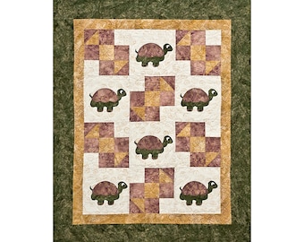 Turtle Baby Quilt - Applique Animal Pattern - Baby Gift - Craft Pattern - Digital PDF Pattern