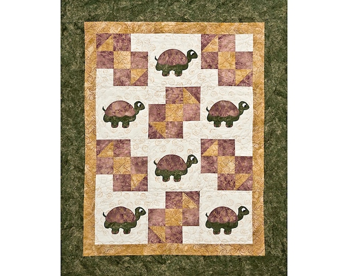 Turtle Baby Quilt - Applique Animal Pattern - Baby Gift - Craft Pattern - Print Pattern