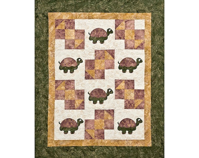 Turtle Baby Quilt - Applique Animal Pattern - Baby Gift - Craft Pattern - Digital PDF Pattern