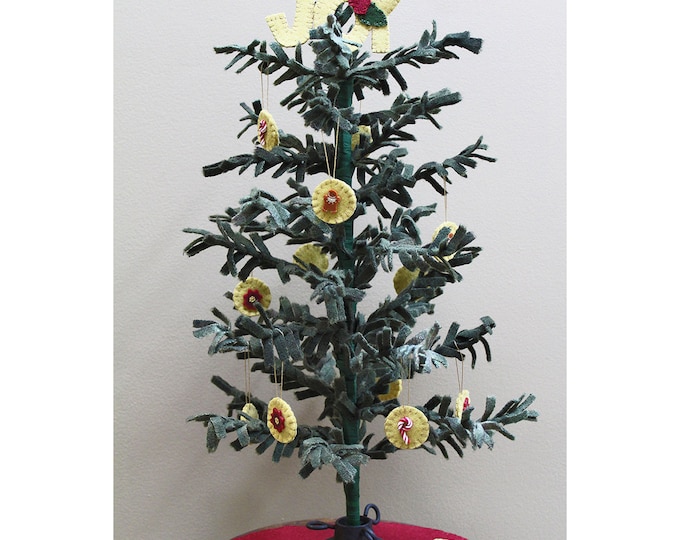 December Christmas - A Year of Wooly Trees - Wool Christmas Tree - Applique Joy Pattern - Felted Wool Applique - Print Pattern