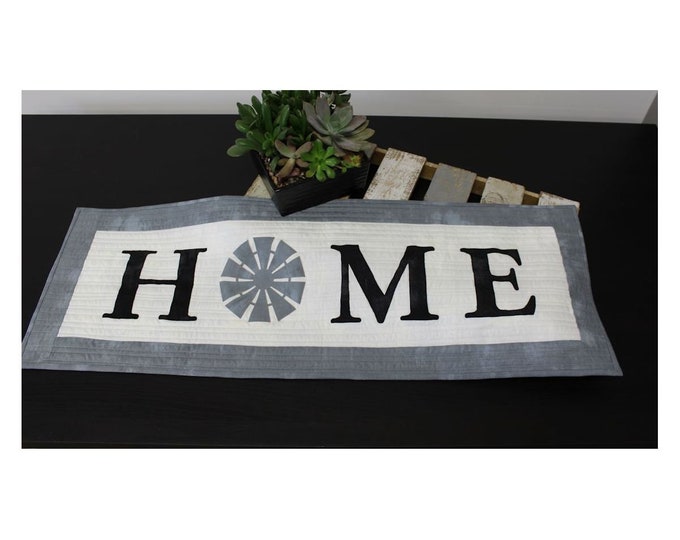 Home Table Runner Quilt Pattern - Applique Letter Quilt Patterns - Sewing Kitchen Pattern - Print Pattern