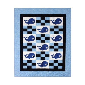 Trapunta per bambini Norman la balena - Modello animale applique - Regalo per bambini - Modello artigianale - Modello PDF digitale