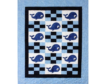 Norman the Whale Baby Quilt - Applique Animal Pattern - Baby Gift - Craft Pattern - Digital PDF Pattern