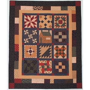 Aunt Cora&#39;s Sampler Quilt Pattern - Reproduction Fabric - Retro Fabric Design - Sewing Pattern - Print Pattern