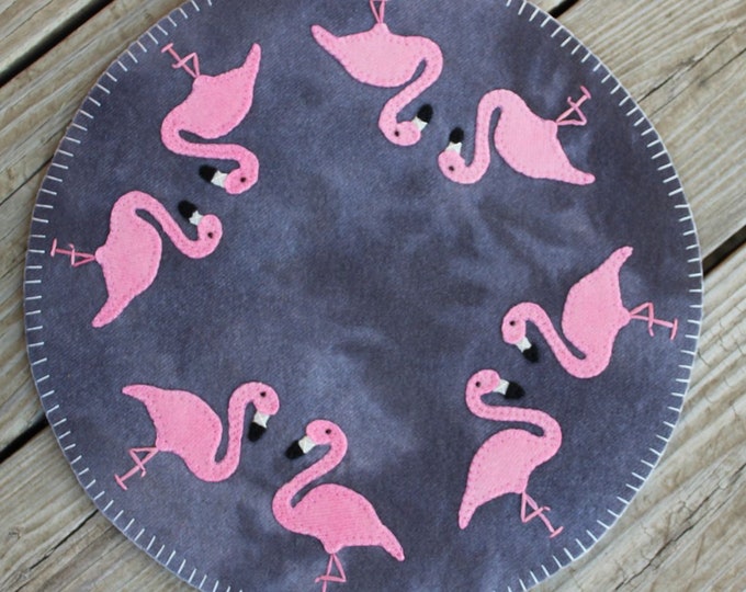 Flamingo Fun Wool Applique - Applique Bird Animal Pattern - Felted Wool Applique - Digital PDF Pattern