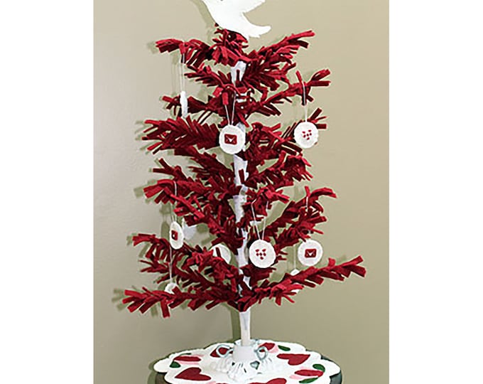 February Valentine Tree - A Year of Wooly Trees - Wool Christmas Tree - Applique Pattern - Felted Wool Applique - Print Pattern