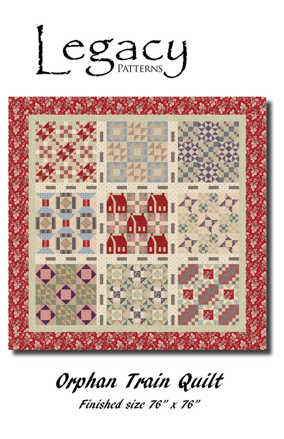 Model Train Quilt Pattern Orphan Train Quilt Pattern - Reproduction Fabric - Retro Fabric Design ...