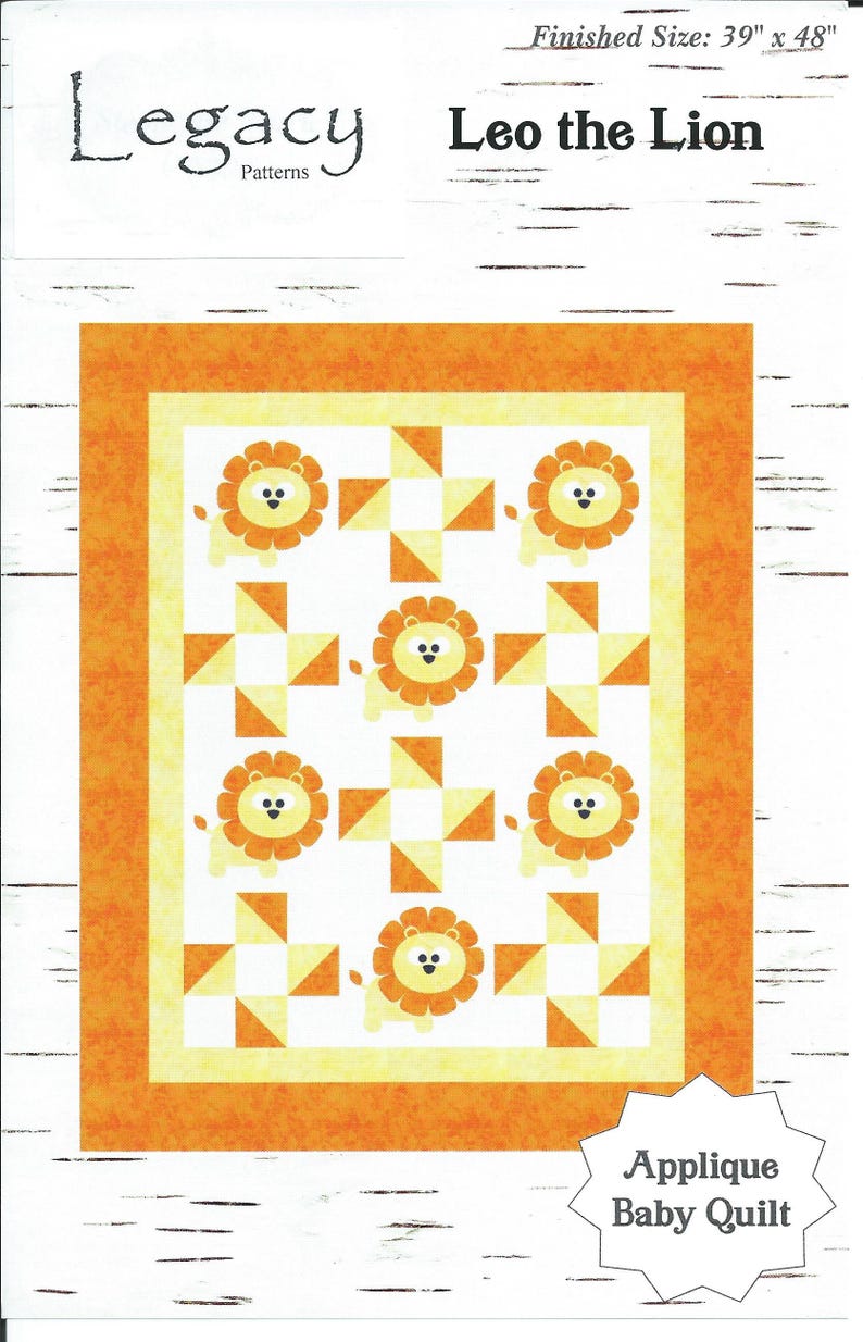Leo the Lion Baby Quilt - Applique Animal Pattern - Baby Gift - Craft ...