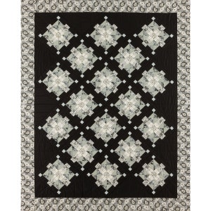 Web In The Window Quilt Pattern - Black White Grey Fabric - Retro Fabric Design - Sewing Pattern - Digital PDF Pattern