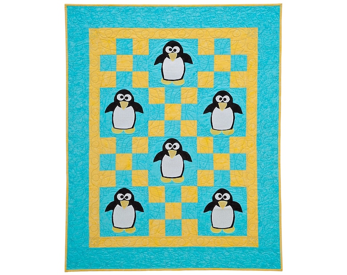 Ice Cube Penguin Baby Quilt - Applique Animal Pattern - Baby Gift - Craft Pattern - Print Pattern