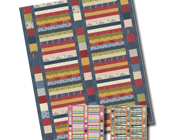 Roll on Kansas Charm Quilt - Charm Square - Jelly Roll Quilt Pattern - Strip Quilt Patterns - Sewing Pattern - Print Pattern