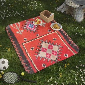 Rug Picnic Blanket - Boho Outdoor Mat for Moroccan Home Decor, Beach Day, Travel, Camping Adventure