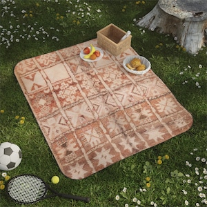 Rug Picnic Blanket - Boho Outdoor Mat for Moroccan Home Decor, Beach Day, Travel, Camping Adventure