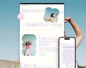 Squarespace-sjabloon met kleurovergang: gedurfd vrouwelijk ontwerp voor coaches (digitale download)