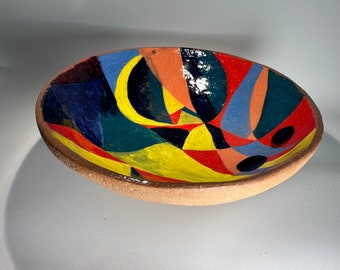 Handmade Ceramic Bowl with Modernist Decoration