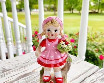 Vintage Strawberry Figurine, The Annual Little Miss Strawberry Pageant, Refurbished Vintage Figurine