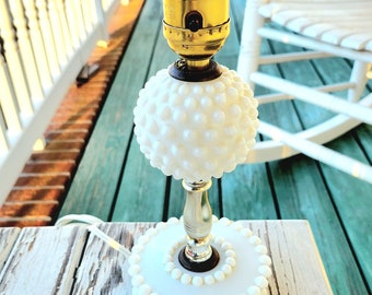 Vintage Milk Glass Hobnail Lamp, U Light Up My Life, Vintage Hobnail Milk Glass Table Lamp