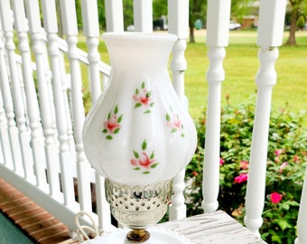 Vintage Milk Glass Lamp, She Planted an Electrical Garden, Vintage Hobnail Milk Glass Table Lamp, Vintage Milk Glass Lamp