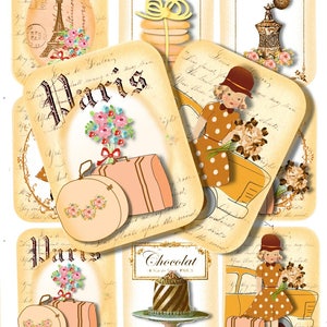Download di Parigi Francia, Fifi ha trovato le cose belle favolose, cartoline fatte a mano del diario spazzatura, DOWNLOAD immediato di Parigi, diario spazzatura fatto a mano